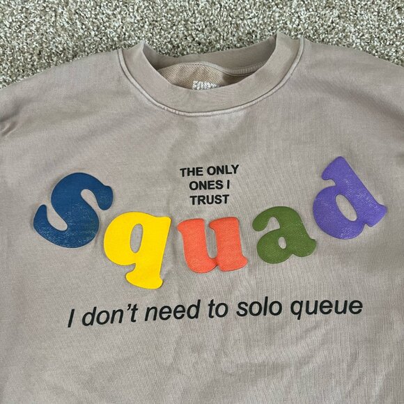 RARE Fortnite Mr Porter Collab Squad Puff Paint Cotton Sweatshirt Tan Size XL - Picture 4 of 8